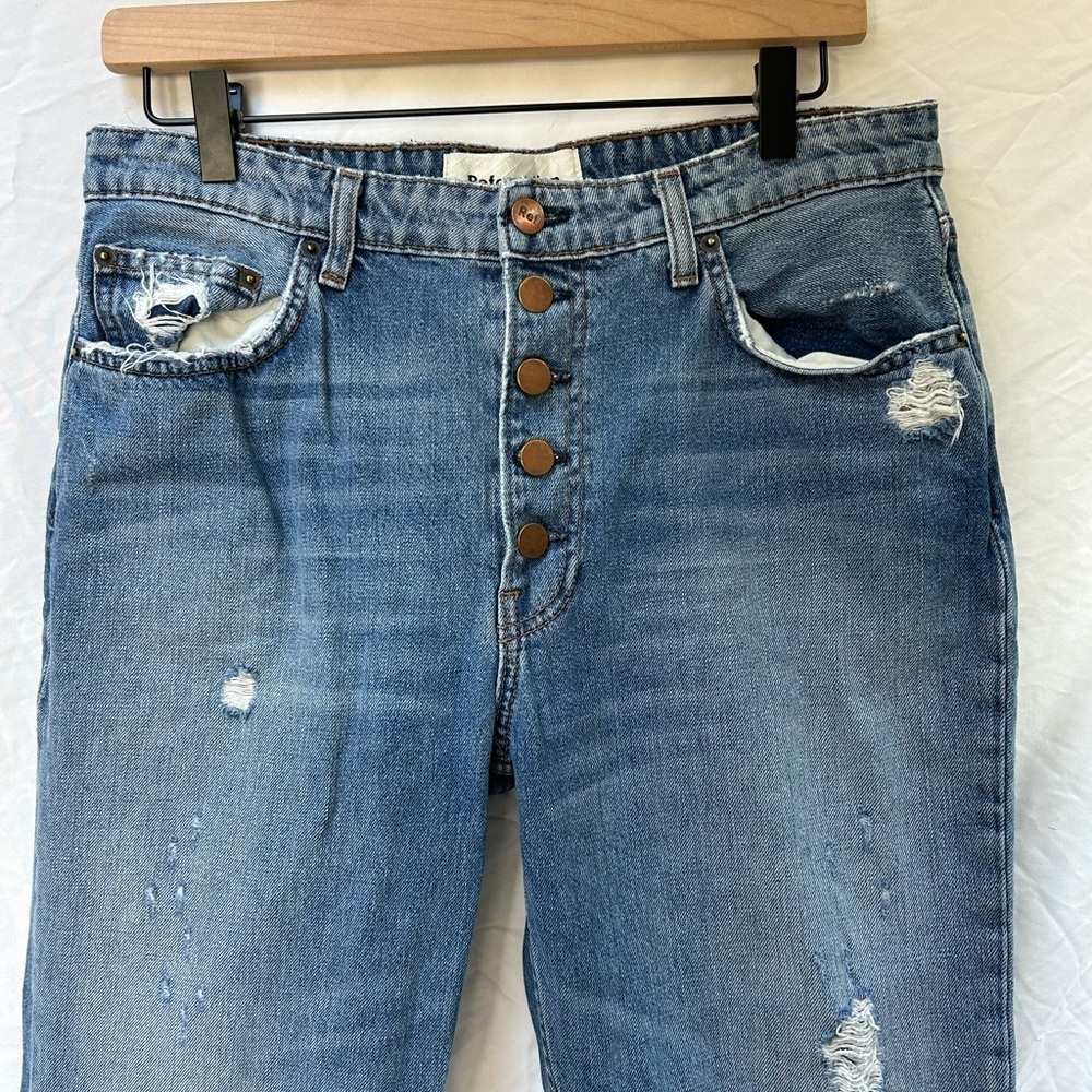 Reformation Blue Straight Leg Jeans with Distressed Details - Picture 2 of 11